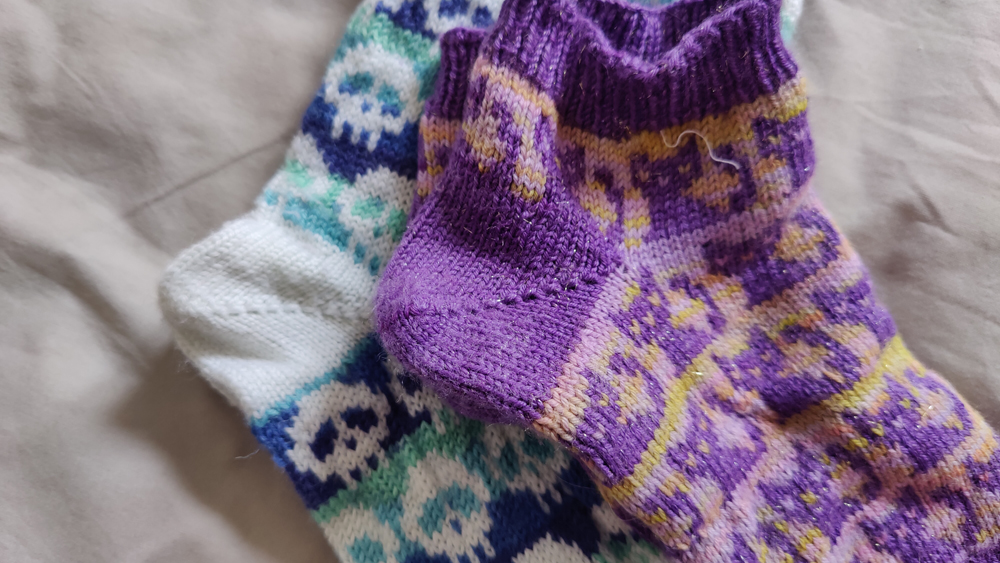 chaussettes talon carré en rangs raccourcis