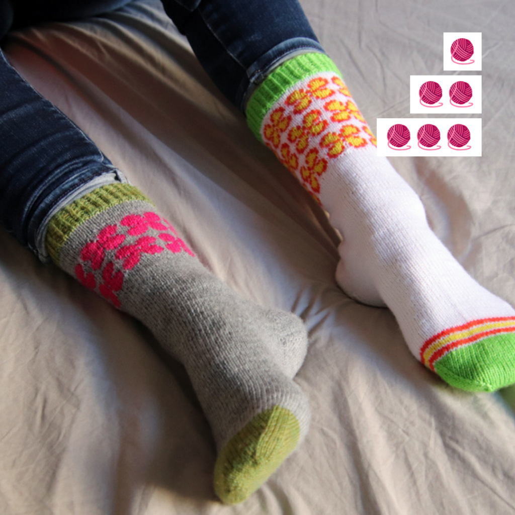 patron chaussettes été fleurs